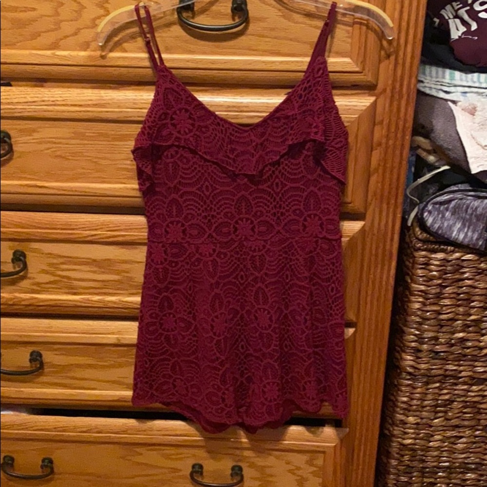 Maroon colored express romper size 4